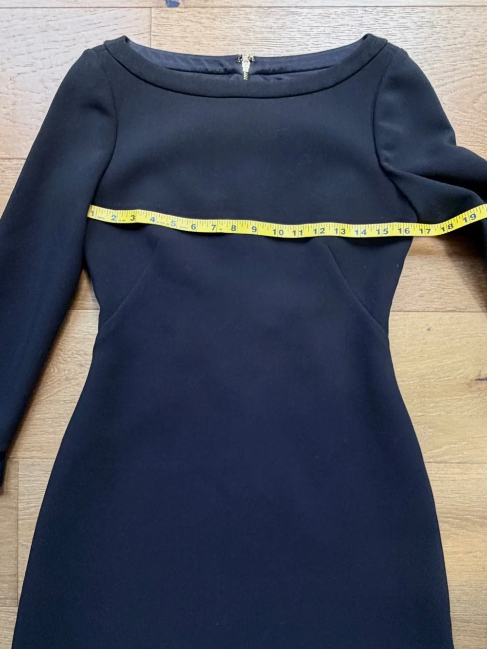 Kate Spade Bow Sleeve A-Line Ponte Knit Mini Dress Black Gold Zipper LBD Wms 2
